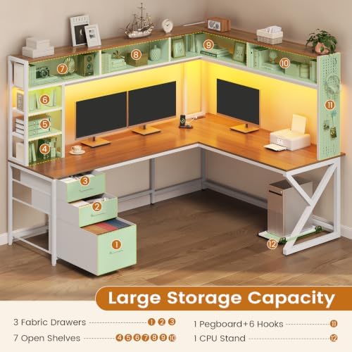 SEDETA L Shaped Office Desk, Convertible 94.5" Computer Desk with Drawers - Image 5