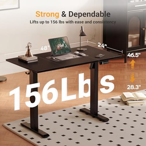 YDN Electric Standing Desk, 48x24 Inch, Black - Image 3