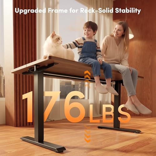 FEZIBO 55 x 24 Inchs Electric Standing Desk, Height Adjustable, Sit Stand Up, Computer Office Desk with Splice Board, Black Frame/Black Walnut Top - Image 4