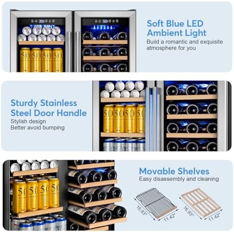 30" Dual Zone Wine and Beverage Refrigerator, Under Counter or Freestanding - Image 4