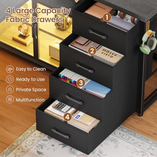 SEDETA 63"x27.6" L Shaped Gaming Desk with 4 Drawers Storage, Grey - Image 5
