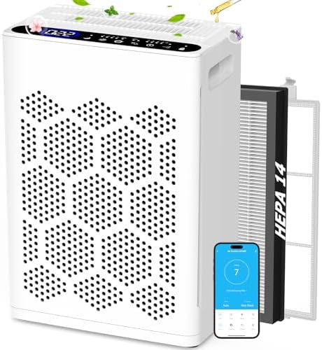 DAYETTE Air Purifiers for Home Large Room Up to 2400 Ft² with Fragrance, Smart WiFi Alexa Control,Auto Mode, HEPA 14 Air Purifier with Washable Prefilter for Bedroom, Dorm Room, Pets, Office by Dayette