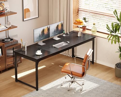 Coleshome 71 Inch Computer Desk with USB Ports, Large Office Desk, Long Study Student Writing Desk, Black - Image 2