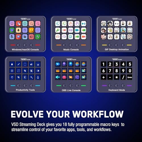 VSD M18 Macro Pad Programmable Keypad, Stream Controller Streaming Deck, Customizable LCD keys, Gaming shortcut keyboard, USB sound board, Trigger actions in OBS, Twitch, YouTube, Works with PC Mac - Image 3