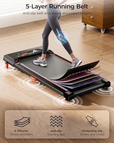 Walking Pad Treadmill,XBD Incline Walking Pads Under Desk 330 Lbs Capacity,2.5HP Portable Treadmill for Home,Remote Control and LED Display - Image 3