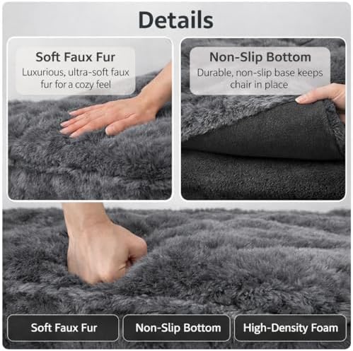 Bean Bag Chairs with Filler Faux Fur Fireside (Light Grey) - Image 5