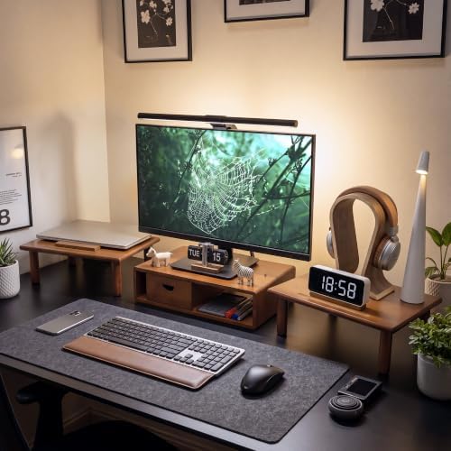 Dual Monitor Stand Riser with Drawer for Desk Laptop by Rocdeer