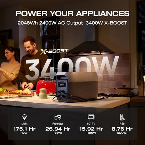 EF ECOFLOW DELTA 3 MAX Portable Power Station with 220W Solar Panel, 2048Wh - Image 3
