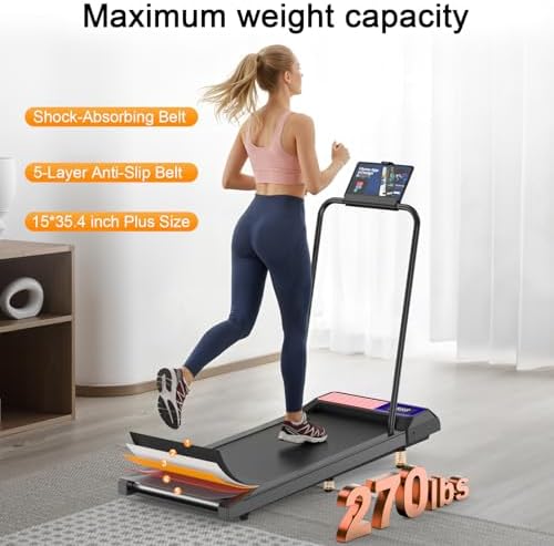 Under Desk Treadmill with Incline and Handlebar | Compact Treadmill，Perfect for Running, Walking & Under-Desk Use，Quiet Operation for Home or Office - Image 5