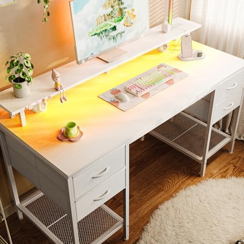Huuger 55 inch Computer Desk with Power Outlets & 4 Drawers by Huuger