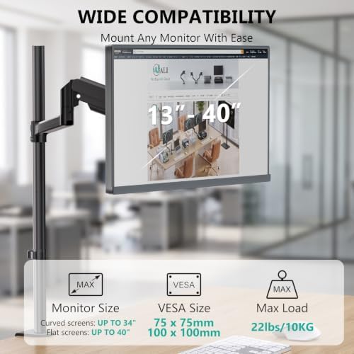 WALI Extra Tall Monitor Mount for 13-40 inch Computer Screens, up to 22 lbs - Image 4