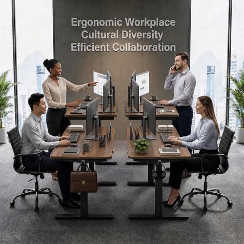 Grandder 47x32 Large Electric Standing Desk, Height Adjustable Computer Desk with 2 Memory Presets, 31.5" Deep Desktop Sit Stand Desk Home Office Desk Workstation Table with Hooks, Walnut - Image 7