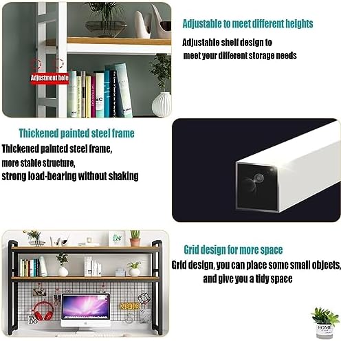 Desk Hutch Dorm, Desktop Bookshelf, 2-Tier/3-Tier Book Shelf For Office, Multipurpose Countertop Display Shelf Adjustable Metal Rack Organizer For Home Dorm Office Supplies ( Color : White , Size : 3- - Image 2