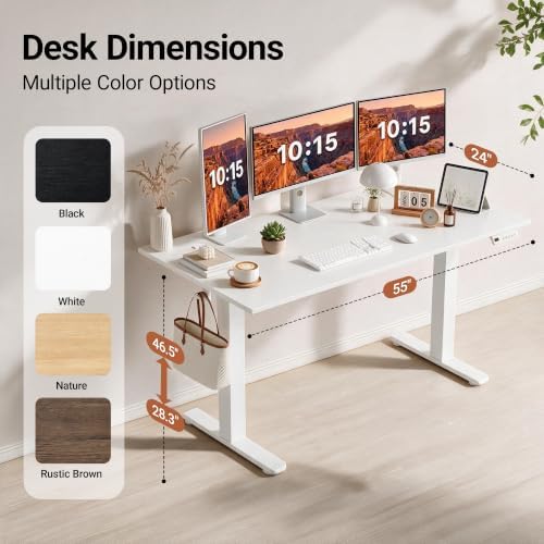 Claiks 55 x 24 Inch White Electric Standing Desk - Image 3