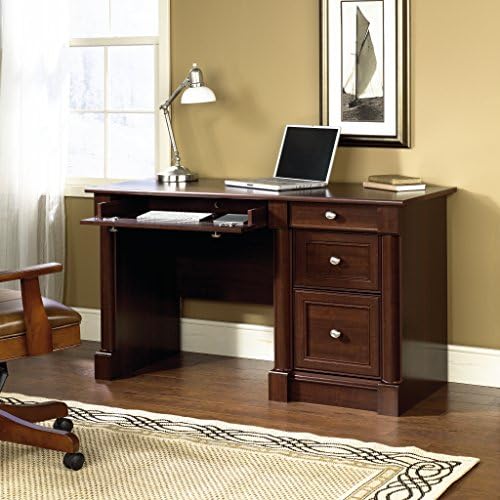 Sauder Palladia Computer Desk with Drawers, Home Office Desk with File Cabinet Storage Drawer, Cable Management, Keyboard Tray, in Select Cherry Finish - Image 5
