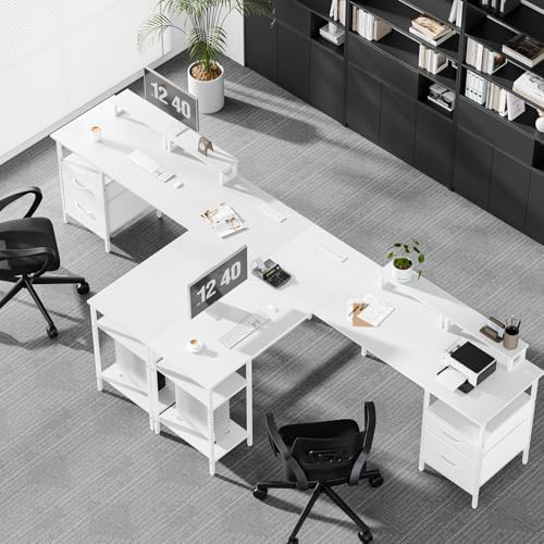 DUMOS 62 Inch L Shaped Computer Desk with Power Outlets, 62 Inch - Image 2