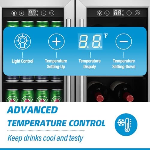 Erivess 24" Wine and Beverage Refrigerator Cooler Dual Zone with Glass Door - Image 7