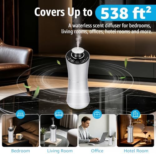 Waterless Essential Oil Diffuser for Home, Car & Office, Silver - Image 3