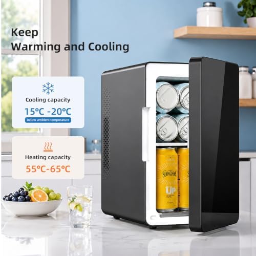 Antarctic Star Mini Fridge 6L/8 Can Portable Cooler,Personal Compact Refrigerator for Skin Care, Food,Drinks or Cosmetics, AC/DC for Bedroom, Car, Office,Black - Image 3