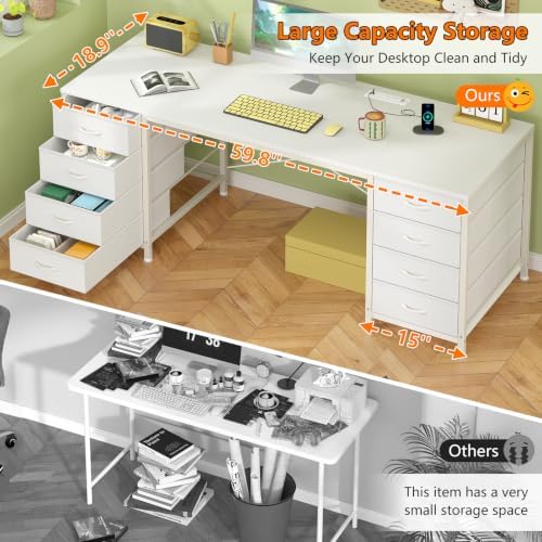60 Inch Computer Desk with 8 Drawers for Home Office, Bedroom, Living Room - Image 5