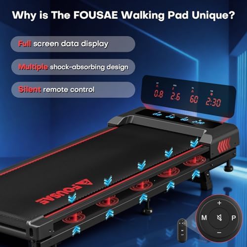 Walking Pad with Incline, FOUSAE 6.2MPH Walking Pad Under Desk Treadmill with 10% Incline, Full Screen LED Display, 2.75HP Brushless Drive, 12 HIIT Programs, Remote Control, 350 LBS Capacity - Image 2