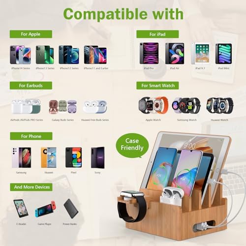 Pezin & Hulin Bamboo Charging Stations with 5 Port USB Charger & 5 Cables - Image 6
