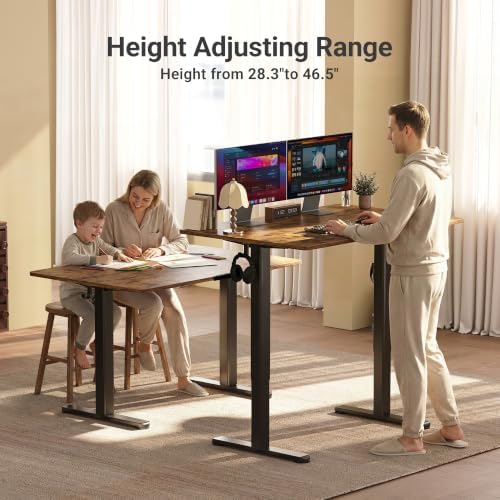 Claiks Electric Height Adjustable Standing Desk, 55x24 Inch, Rustic Brown - Image 4