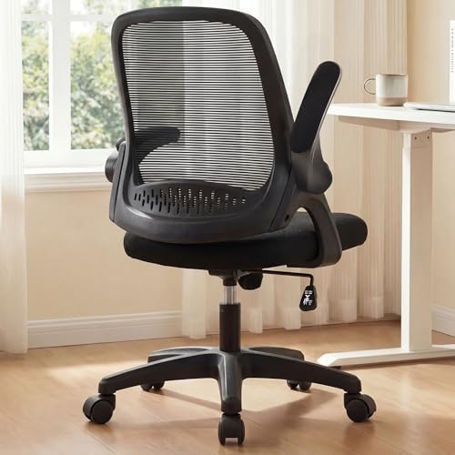 NEO CHAIR Office Desk Chair, Ergonomic Mesh with Flip-Up Arms, Dark Black by NEOCHAIR