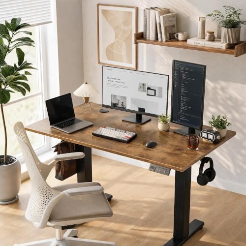 Claiks 48 x 24 Inch Rustic Brown Electric Standing Desk - Image 2