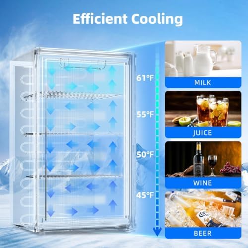 Antarctic Star mini fridge -130 can beverage refrigerator cooler glass door for soda beer or wine, small drink dispenser for home, office bar 3.2cu.ft - Image 4