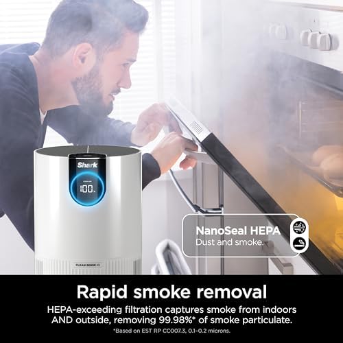 Shark Air Purifiers For Home Pets, 2 Pack, Allergies, Pet Hair, HEPA Air Filter, 500 Sq Ft, Small Room, Bedroom, Odor Eliminator Clean Sense, Captures 99.98% of Particles, Pet Dander, Fur, HP102PK2 (Renewed) - Image 4