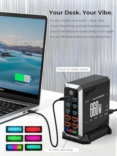 10-Port GAN Charging Station 660W, Dual 140W USBC Power Block Multiport - Image 5