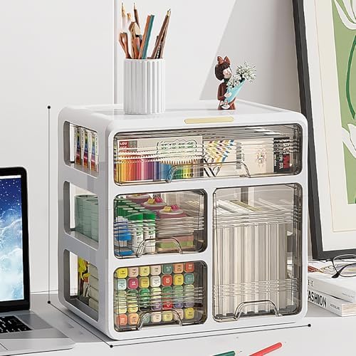 Transparent Panel Desktop Bookshelf, Polypropylene Desktop Organizer, Countertop Storage Rack Desktop Shelf, Desk Hutch Supplies Storage Shelf, Display Rack for Office, Dorm, Home(White,33cm) by KAXLDHH
