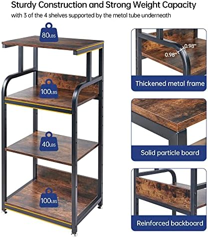 Fannova 4-Tier Printer Stand with Adjustable Storage Shelf, Large Tall Printer Table with Wheels for Home Office Small Spaces Organization, Rustic Brown - Image 5