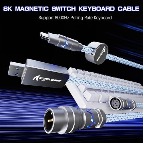 ATTACK SHARK C07 Custom Braided Aviator Cable with Light Up RGB-Blue - Image 6