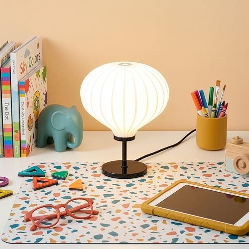 Brightech Nimbus LED Table Lamp - Unique Resin Shade & LED Bulb, Elegant Bedroom Décor - Modern Ambient LED Desk Lamp for Bedroom, Living Room - Black - Image 6