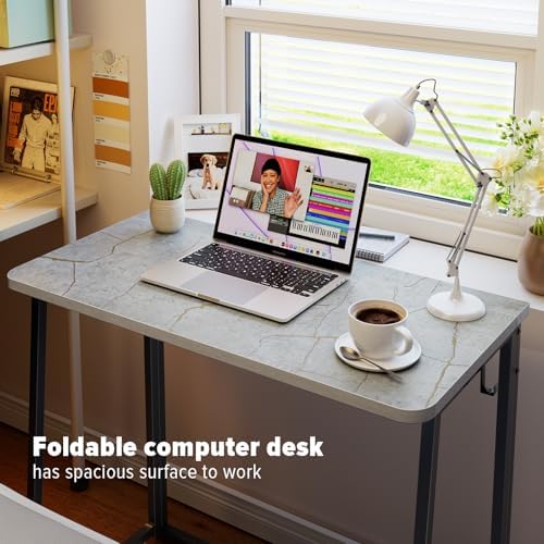 WOHOMO Folding Desk, 31.5" Foldable Computer Table for Small Spaces, Grey - Image 3