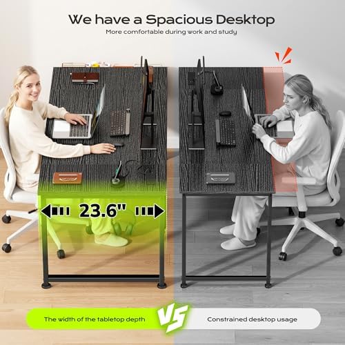 DurayLoly 55 x 24 inch Desk, 24mm Thick Heavy Duty Computer Desk with RGB LED & Power Outlets, Gaming Desk with Detachable Stand, 150LBS Load Capacity, Work Gaming Desk for Home Office, White - Image 4