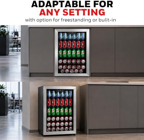 Honeywell Beverage Refrigerator and Cooler, 142 Can Mini Fridge with Glass Door for Soda Beer or Wine for Office or Bar with Adjustable Removable Shelving - Image 4