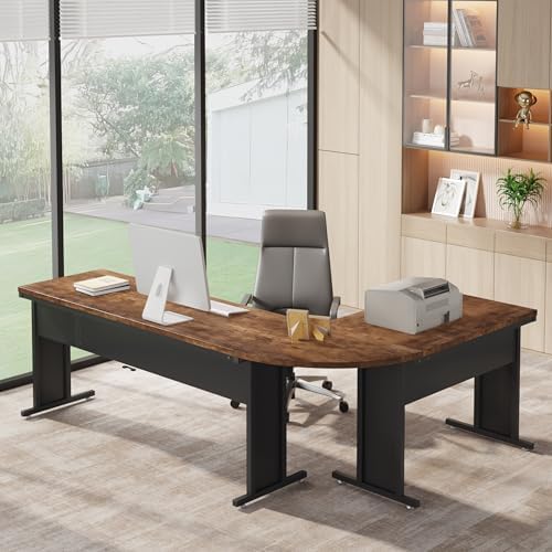 Tribesigns 83-Inch Large L Shaped Desk, Reversible Executive Office Desk, Modern Corner Computer Table Business Workstation for Home Office (Brown) - Image 7