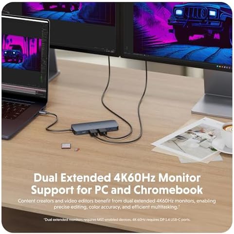 HyperDrive Next 11 Port USB C Hub for Mac, PC, and Chromebook w/ 2 4K60Hz HDMI, 2 USB-A, 2 USB-C Hub 10Gbps,140W Power Delivery, SD & microSD Card Reader, Ethernet, 3.5mm Audio Ports - Image 3