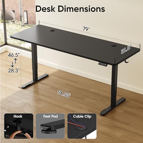 Monomi 79" Large Electric Standing Desk,Height Adjustable for Two-Person - Image 3