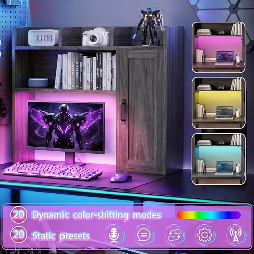 Dorm Desk Hutch, 37.4" Desktop Shelf with 6 Shelves & Power Outlet - Image 5
