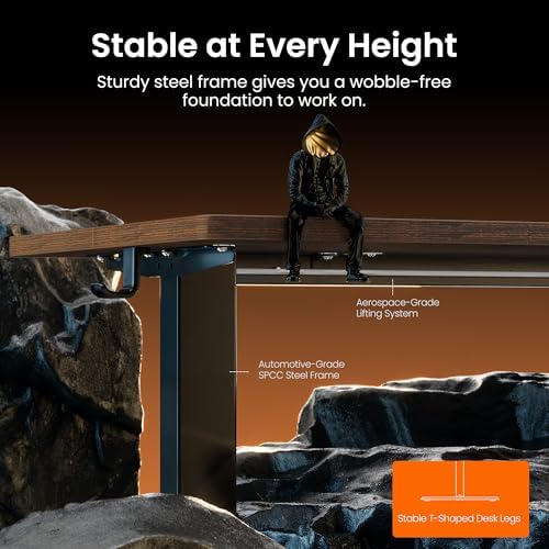 ErGear Height Adjustable Electric Standing Desk, 32 x 19 Inches Sit Stand up Desk, Memory Computer Home Office Desk, Dark Walnut - Image 5