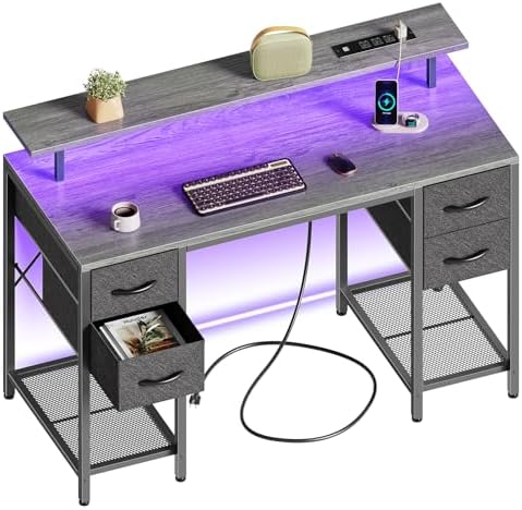 Huuger 47 inch Computer Desk with Power Outlets & 4 Drawers by Huuger