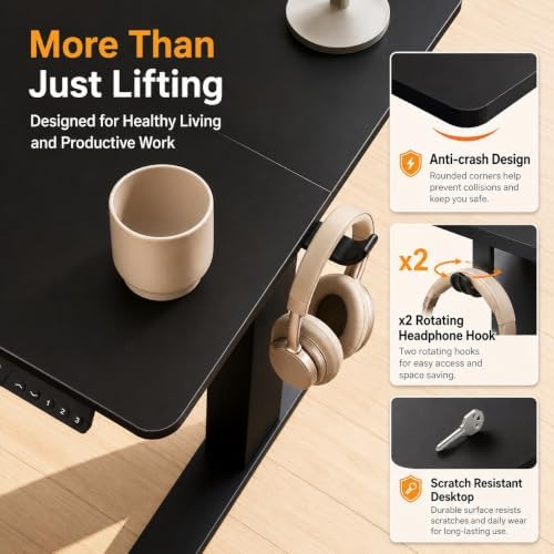 Claiks Electric Standing Desk, 32x19 Inch, Black - Image 5