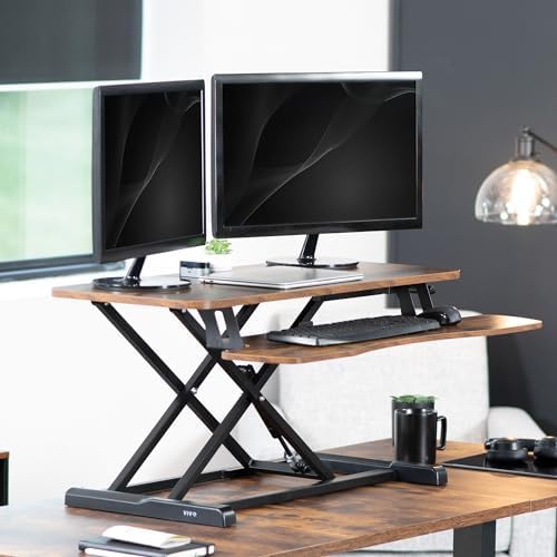 VIVO Rustic Vintage Brown 36 in Standing Desk Converter, DESK-V036KN - Image 2