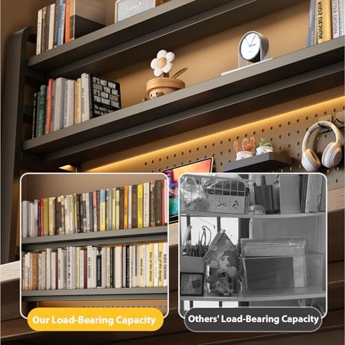 Desk Shelf - Includes a Pegboard and a Free 31-Piece Storage Accessory Set, Desk Hutch, Adjustable Hutch for Home Office Dorm (2-Tier White Frame + Natural Wood Board 29.5×9.8×26") - Image 4