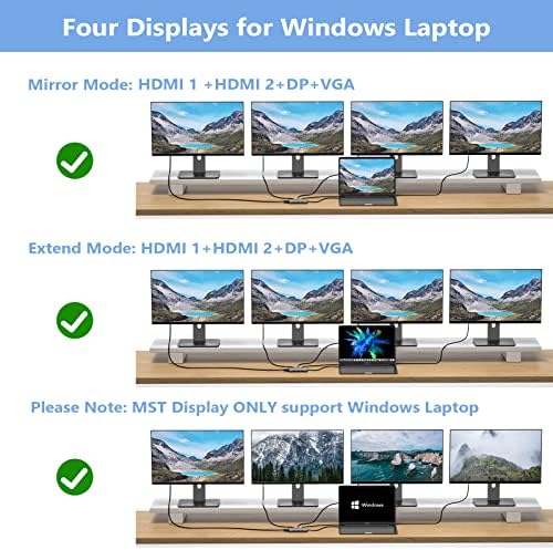 USB C Docking Station Dual Monitor for HP,Laptop Docking Station 3 Monitors - Image 5