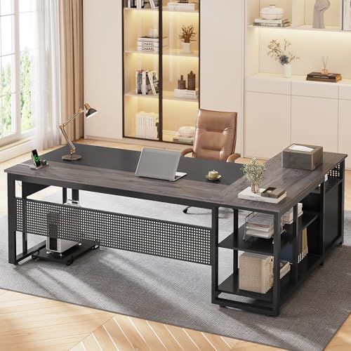 UPOSOJA 71" L Shaped Executive Desk, Office Desk with Storage Drawers - Image 3